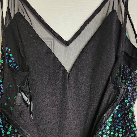 Blue and Green Sequined Cocktail Dress - Picture 4 of 4